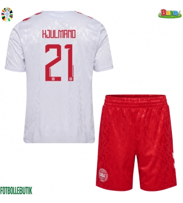 Danmark Morten Hjulmand #21 Bortaställ Barn EM 2024 Kortärmad (+ Korta byxor)